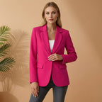 Bianka | Damski dopasowany blazer z mieszanki bawełny, elegancka marynarka z kołnierzem z klapami | Rokishi | Czarny
