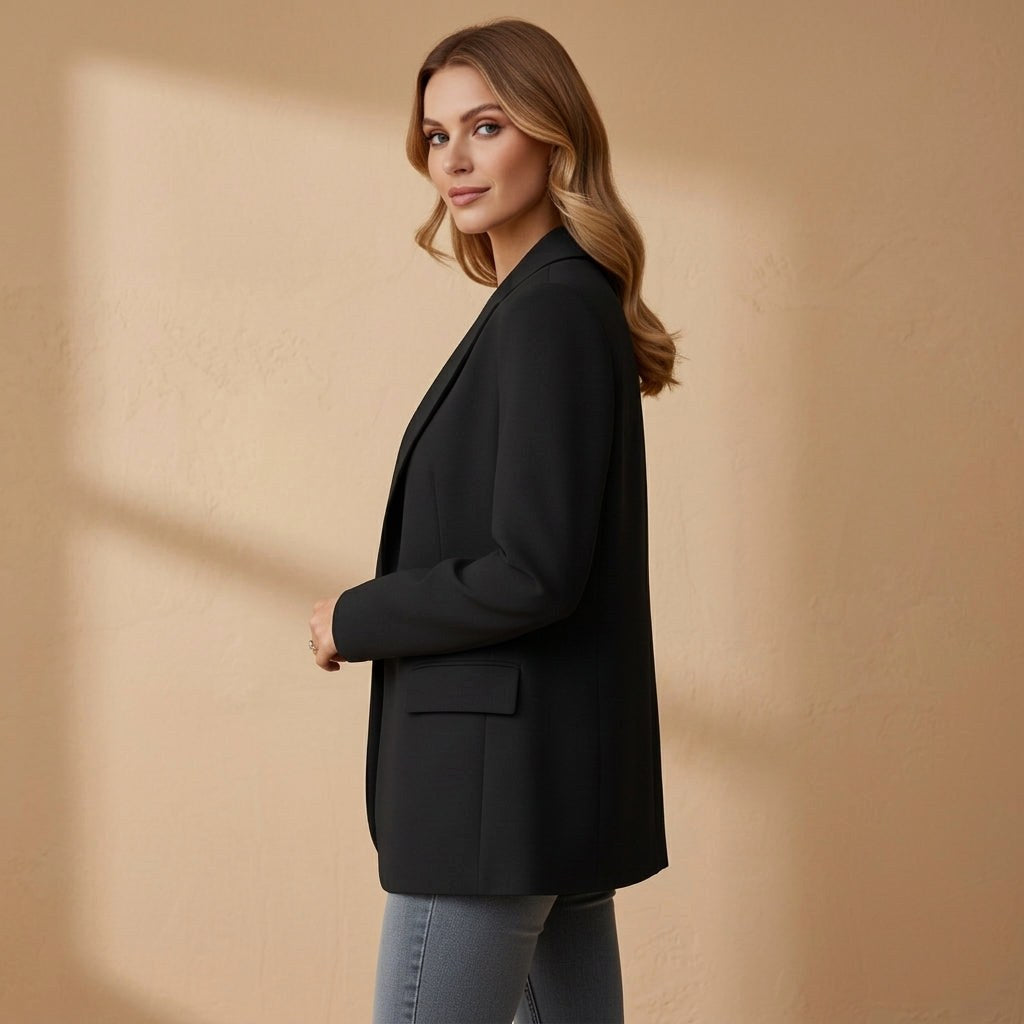 Bianka | Damski dopasowany blazer z mieszanki bawełny, elegancka marynarka z kołnierzem z klapami | Rokishi | Czerwony