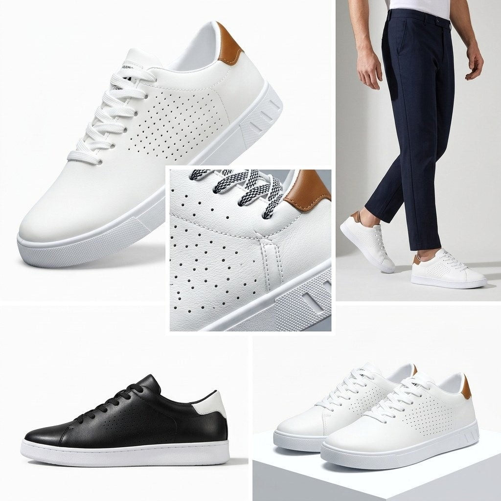 Michał | Męskie sneakersy z perforowanej skóry, oddychające obuwie w stylu smart-casual | Rokishi