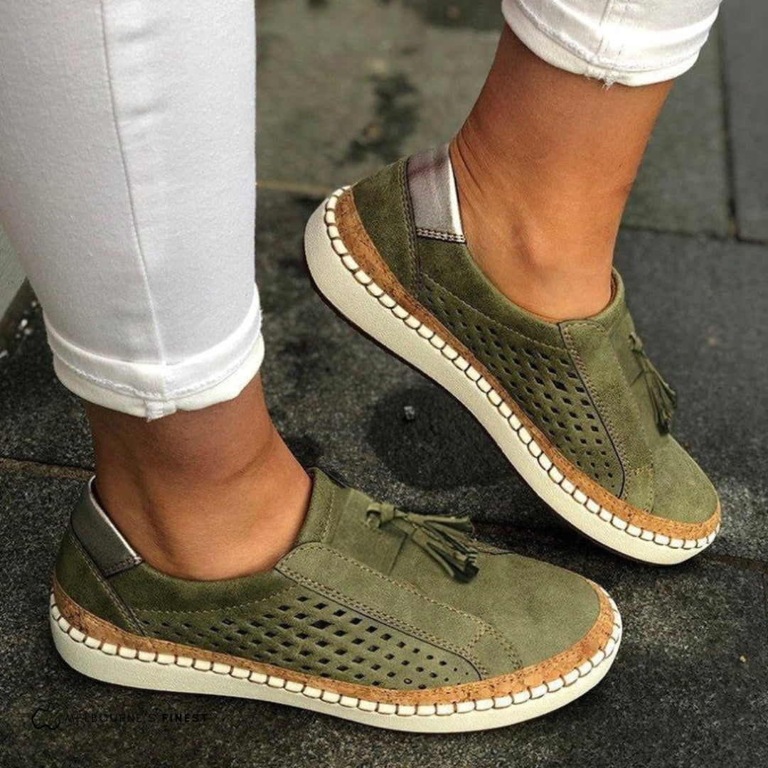 Róża | Damskie ortopedyczne buty slip-on, przewiewne buty komfortowe | Rokishi | Zielony