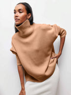 Malwina | Damski wygodny sweter z dzianiny, ciepły sweter zimowy | Rokishi | Camelowy