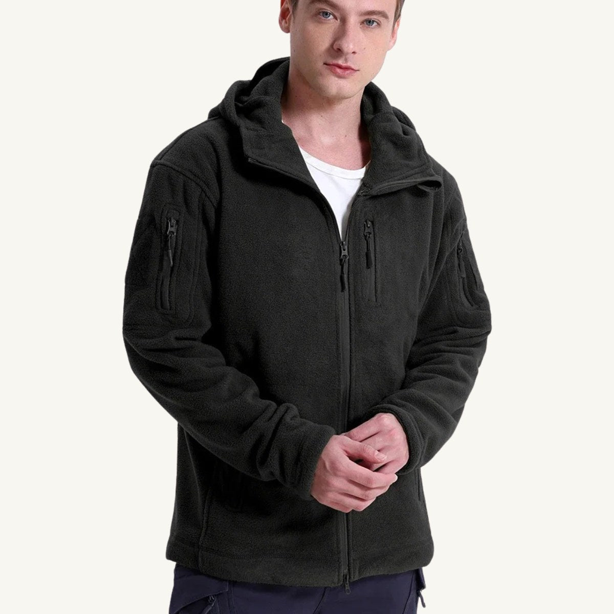 Piotr | Męska kurtka, z kapturem, z polarową podszewką | Rokishi | Khaki