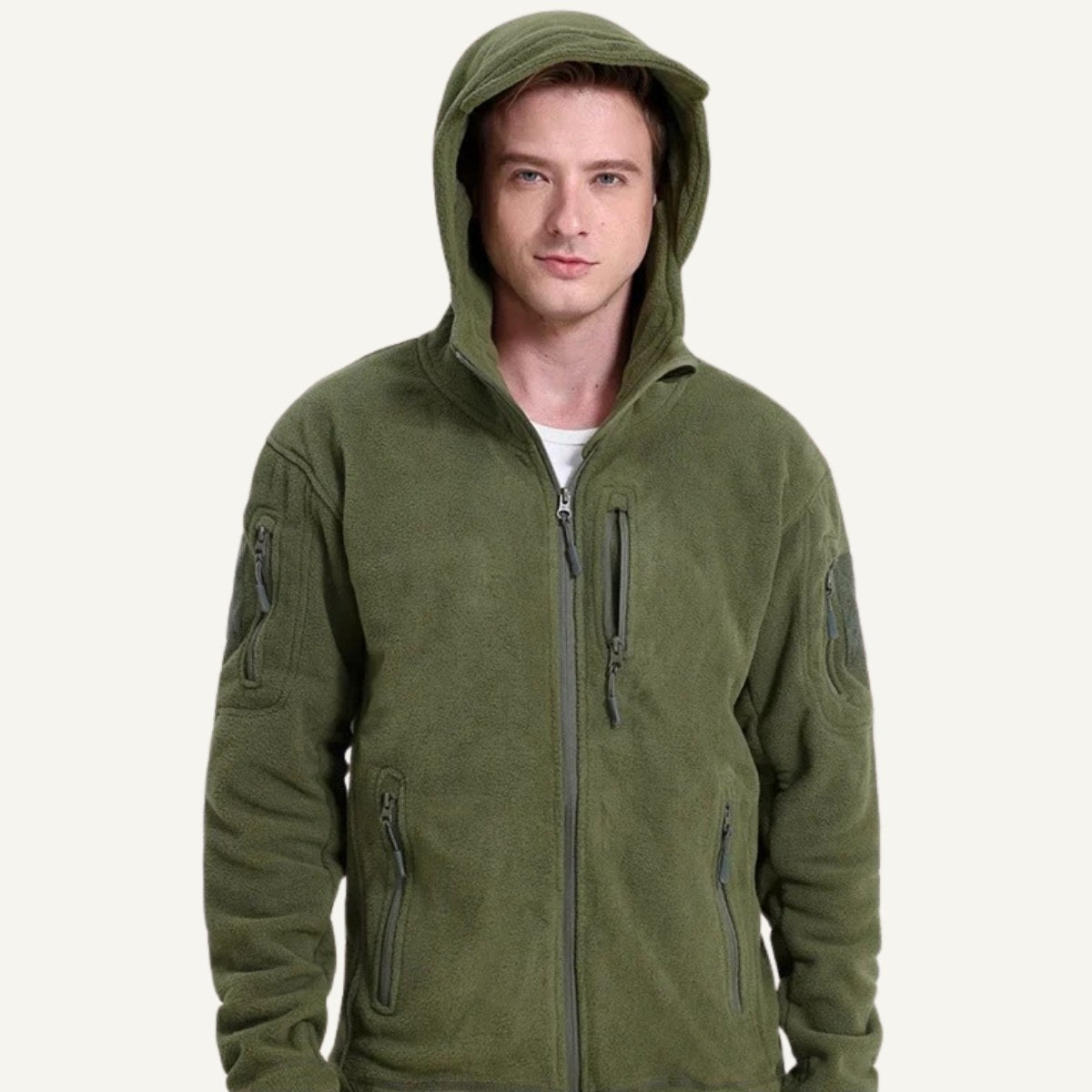 Piotr | Męska kurtka, z kapturem, z polarową podszewką | Rokishi | Khaki