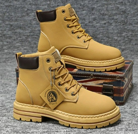 Marcel | Męskie skórzane buty sznurowane, wysokie buty robocze | Rokishi | Brązowy