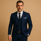 Kajetan | Męski garnitur slim fit, trzyczęściowy garnitur ślubny z kamizelką | Rokishi | Czarny
