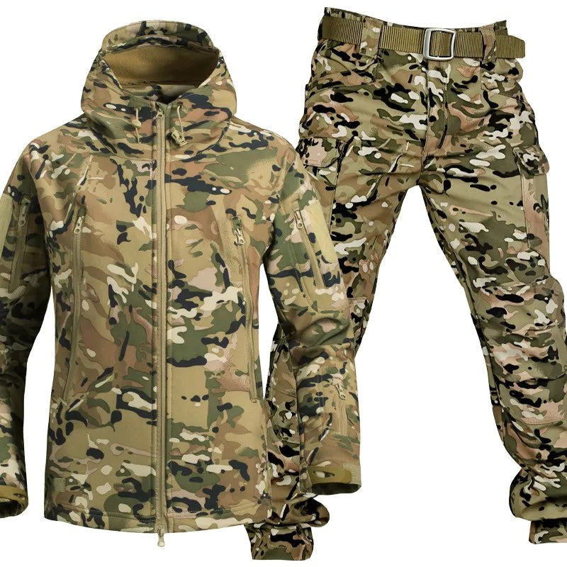 Paweł | Męski zestaw outdoorowy: kurtka softshell z kapturem i spodnie taktyczne | Rokishi