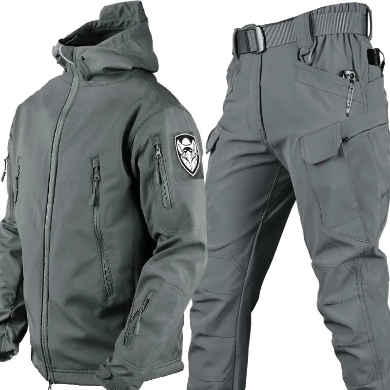 Paweł | Męski zestaw outdoorowy: kurtka softshell z kapturem i spodnie taktyczne | Rokishi