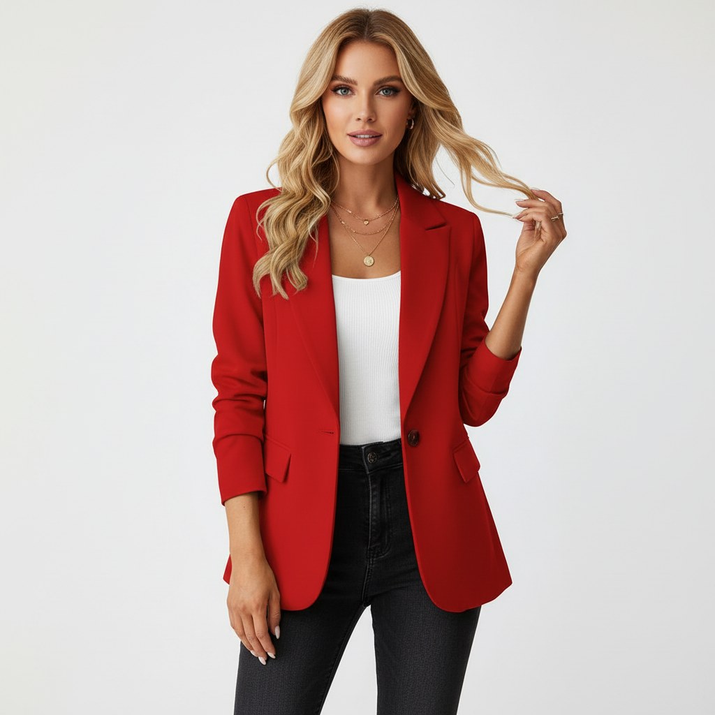 Honorata | Damski taliowany blazer, dopasowana elegancka marynarka | Rokishi | Biały