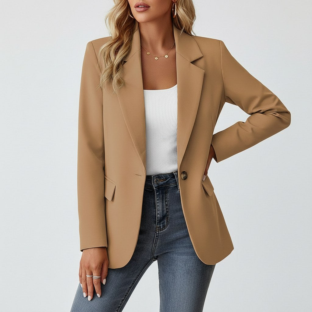 Honorata | Damski taliowany blazer, dopasowana elegancka marynarka | Rokishi | Niebieski