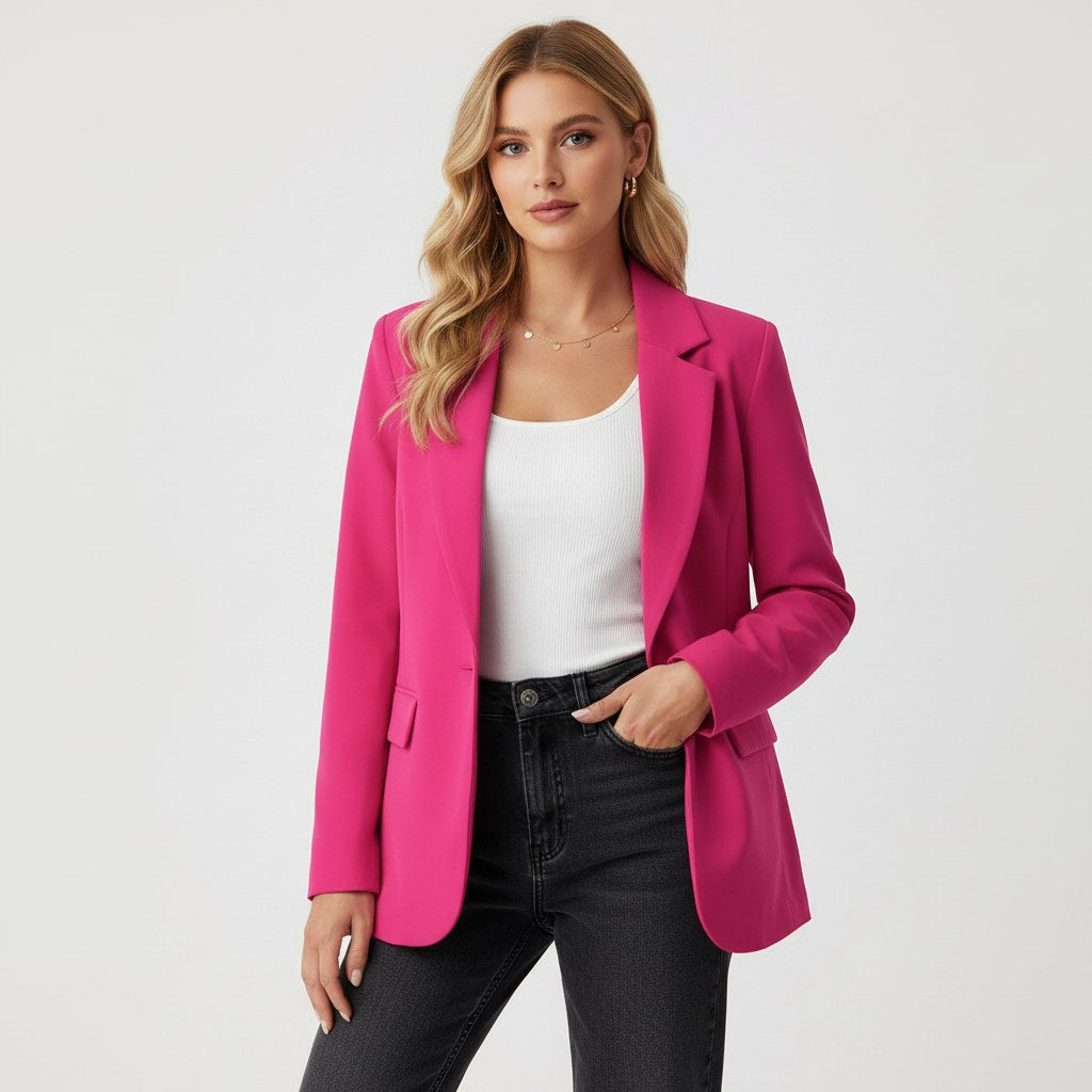 Honorata | Damski taliowany blazer, dopasowana elegancka marynarka | Rokishi | Niebieski