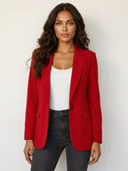Honorata | Damski taliowany blazer, dopasowana elegancka marynarka | Rokishi | Czerwony