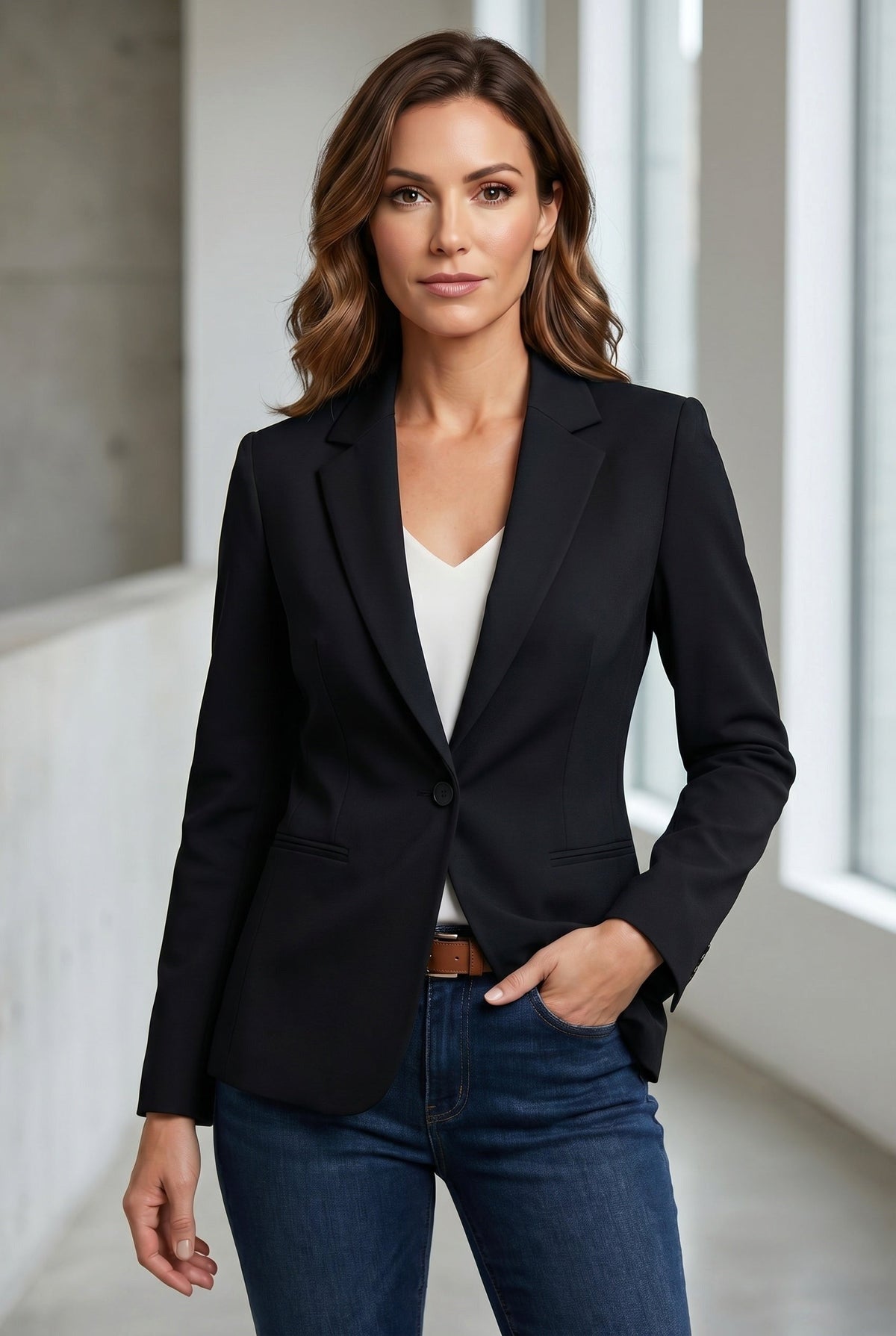 Dominika | Damski dopasowany blazer, wąsko krojony żakiet z klapami | Rokishi | Pomarańczowy