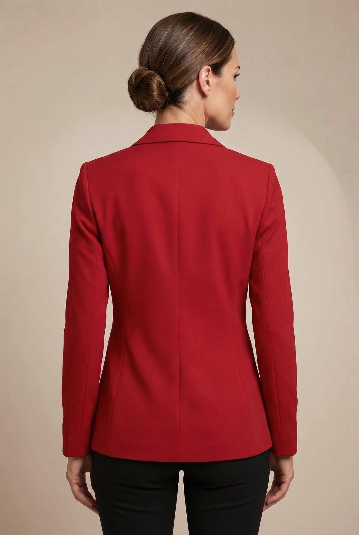 Dominika | Damski dopasowany blazer, wąsko krojony żakiet z klapami | Rokishi | Ciemna czerwień