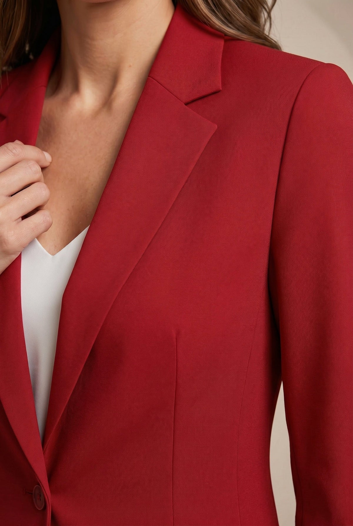 Dominika | Damski dopasowany blazer, wąsko krojony żakiet z klapami | Rokishi | Ciemna czerwień