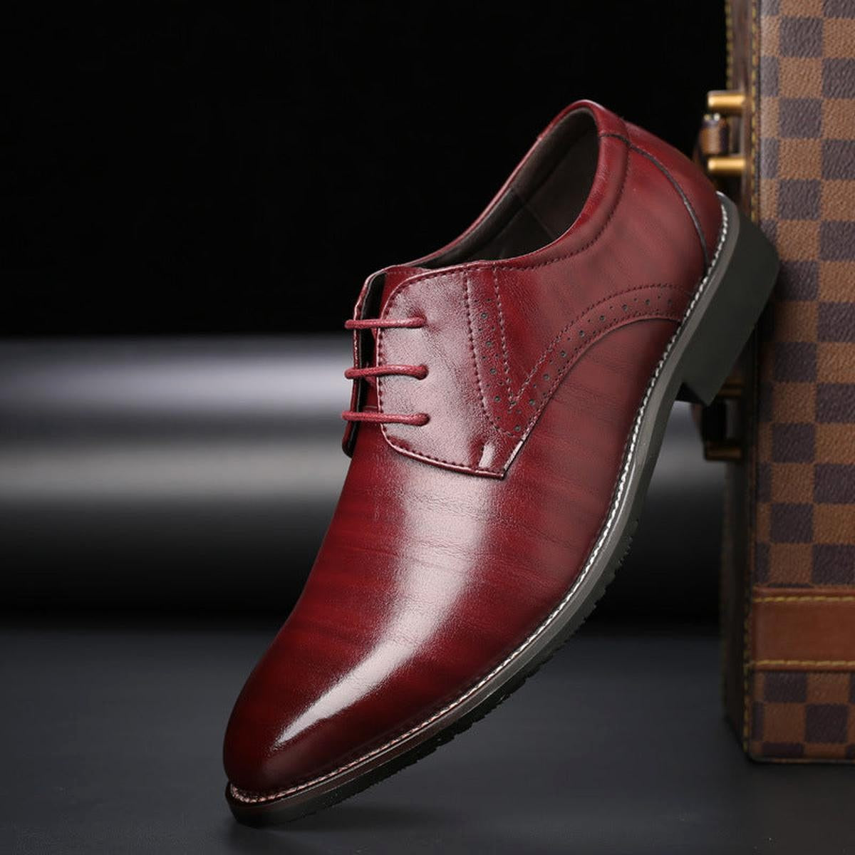 Norbert | Klasyczne męskie buty skórzane sznurowane, eleganckie oksfordy | Rokishi