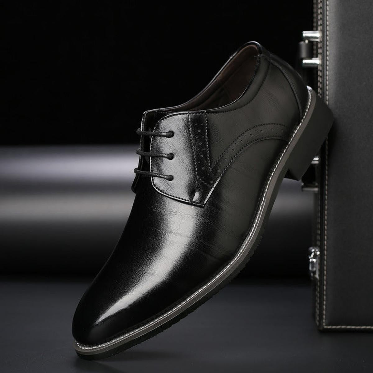 Norbert | Klasyczne męskie buty skórzane sznurowane, eleganckie oksfordy | Rokishi