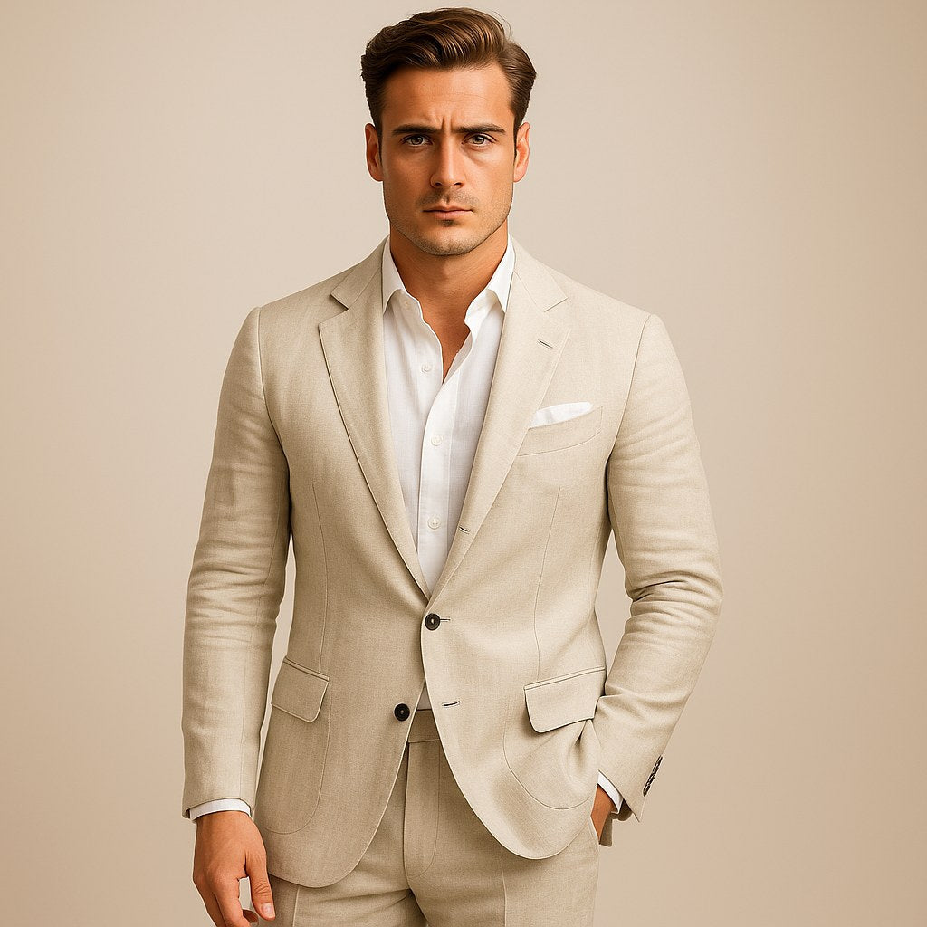 Łukasz | Męski lekki blazer, kurtka smart casual | Rokishi | Beżowy