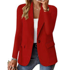Żaneta | Damski blazer z długim rękawem, elegancki żakiet z kołnierzem z klapami | Rokishi | Beżowy