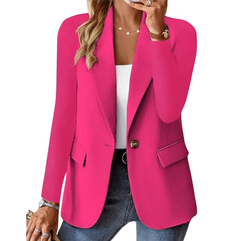 Żaneta | Damski blazer z długim rękawem, elegancki żakiet z kołnierzem z klapami | Rokishi | Brązowy