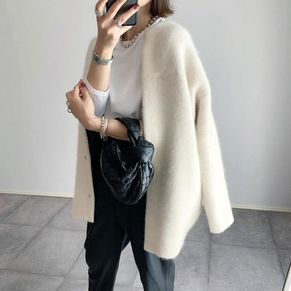 Aleksandra | Damski kardigan z mieszanki wełny, lekki kardigan | Rokishi