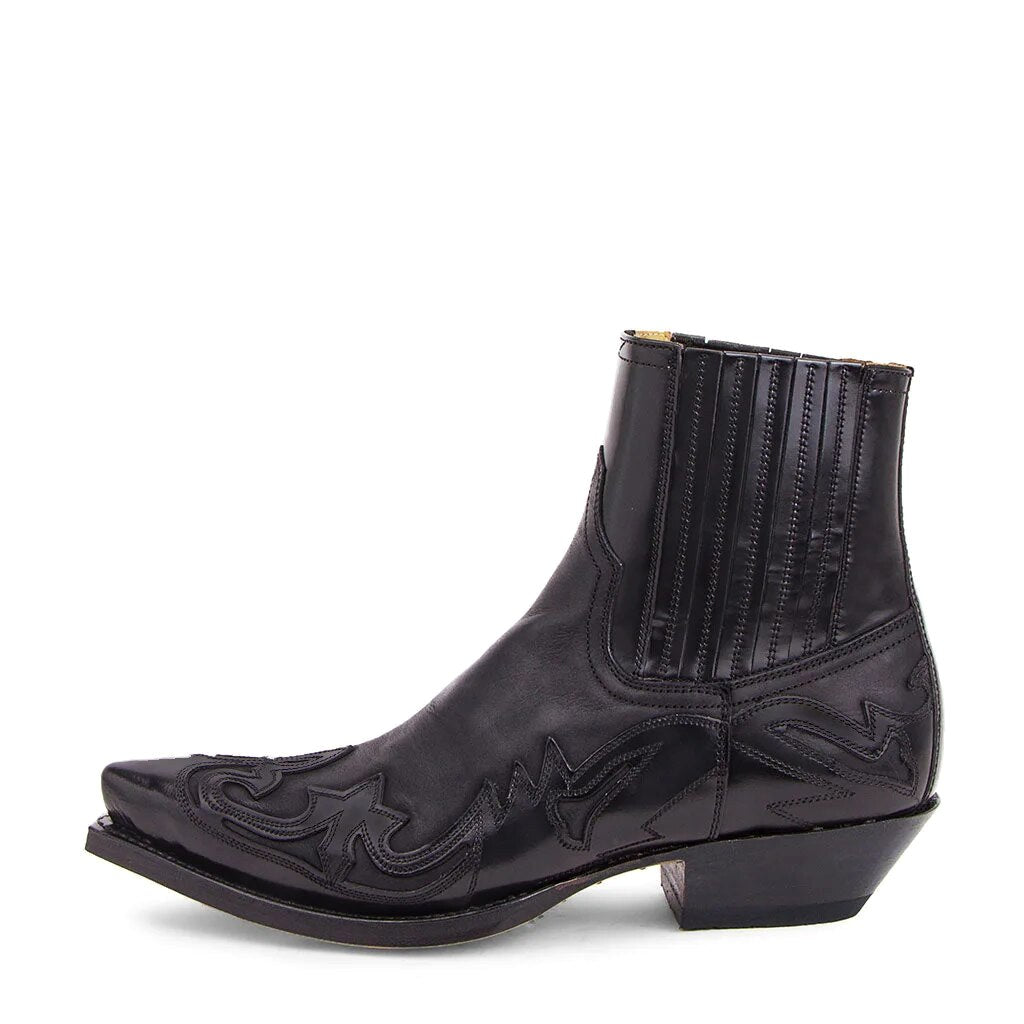 Maciej | Męskie kowbojki w stylu vintage z haftem, buty westernowe | Rokishi | Czarny