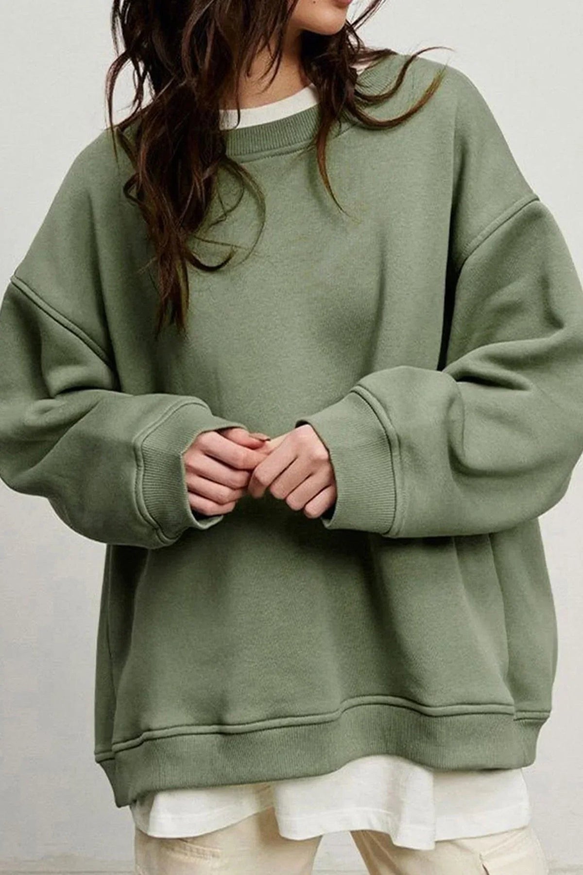Izabela | Damska oversize'owa bluza z okrągłym dekoltem, luźny sweter | Rokishi | Różowy