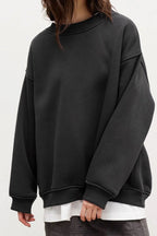 Izabela | Damska oversize'owa bluza z okrągłym dekoltem, luźny sweter | Rokishi | Ciemna zieleń