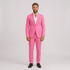 Roch | Męski garnitur lniany o kroju slim fit, zestaw dwuczęściowy, taliowany fason | Rokishi