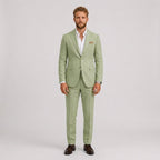 Roch | Męski garnitur lniany o kroju slim fit, zestaw dwuczęściowy, taliowany fason | Rokishi