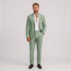 Roch | Męski garnitur lniany o kroju slim fit, zestaw dwuczęściowy, taliowany fason | Rokishi