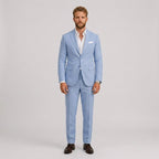 Roch | Męski garnitur lniany o kroju slim fit, zestaw dwuczęściowy, taliowany fason | Rokishi