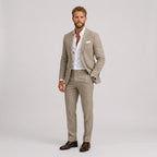 Roch | Męski garnitur lniany o kroju slim fit, zestaw dwuczęściowy, taliowany fason | Rokishi