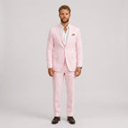 Roch | Męski garnitur lniany o kroju slim fit, zestaw dwuczęściowy, taliowany fason | Rokishi