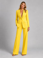 Natalia | Damski dopasowany blazer z szerokimi spodniami, elegancki komplet na wyjątkowe okazje | Rokishi | Biały