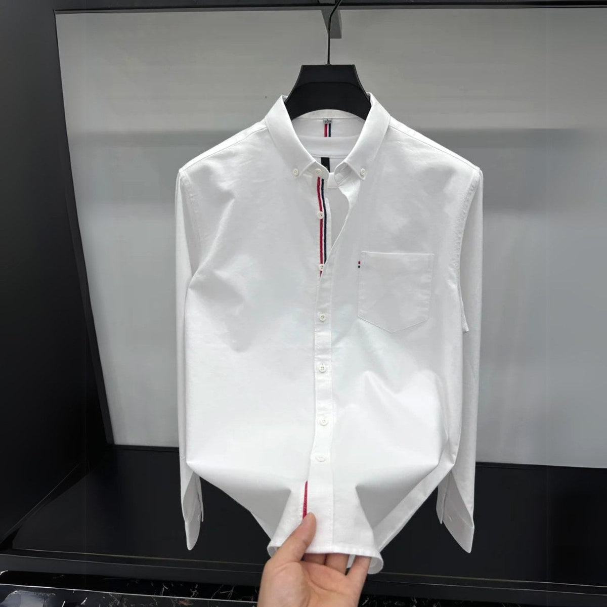 Andrzej | Męska koszula Oxford typu button-down z długim rękawem w stylu smart-casual | Rokishi