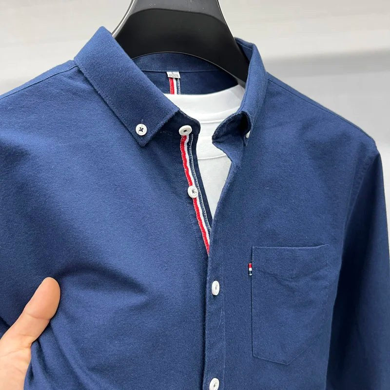 Andrzej | Męska koszula Oxford typu button-down z długim rękawem w stylu smart-casual | Rokishi