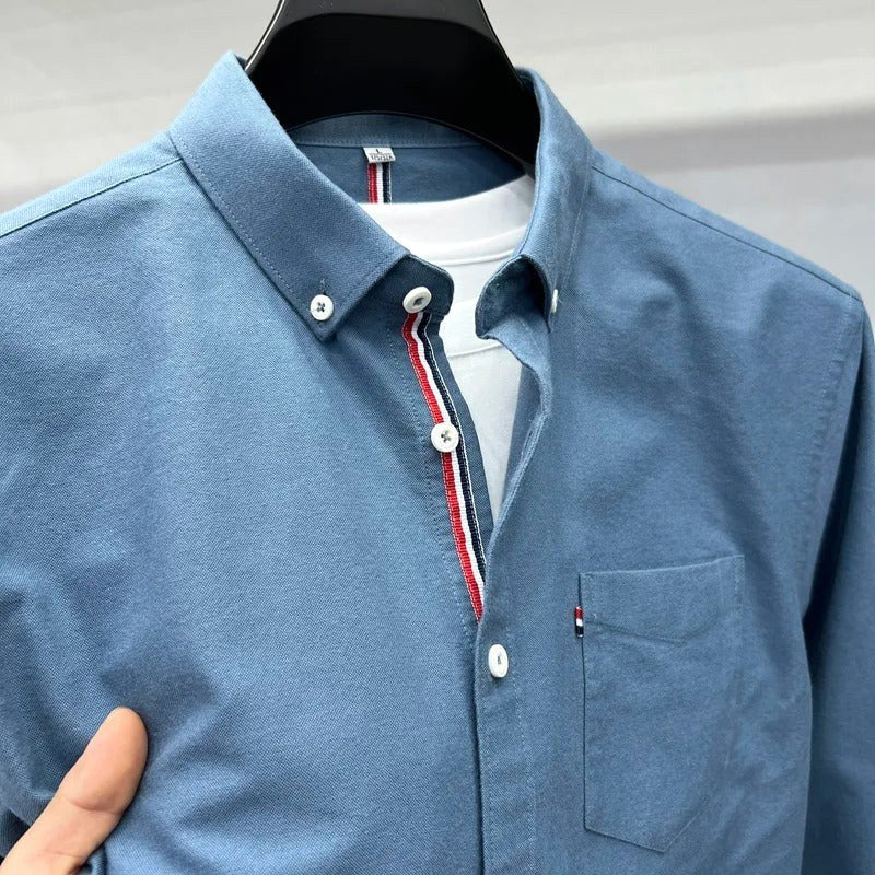 Andrzej | Męska koszula Oxford typu button-down z długim rękawem w stylu smart-casual | Rokishi