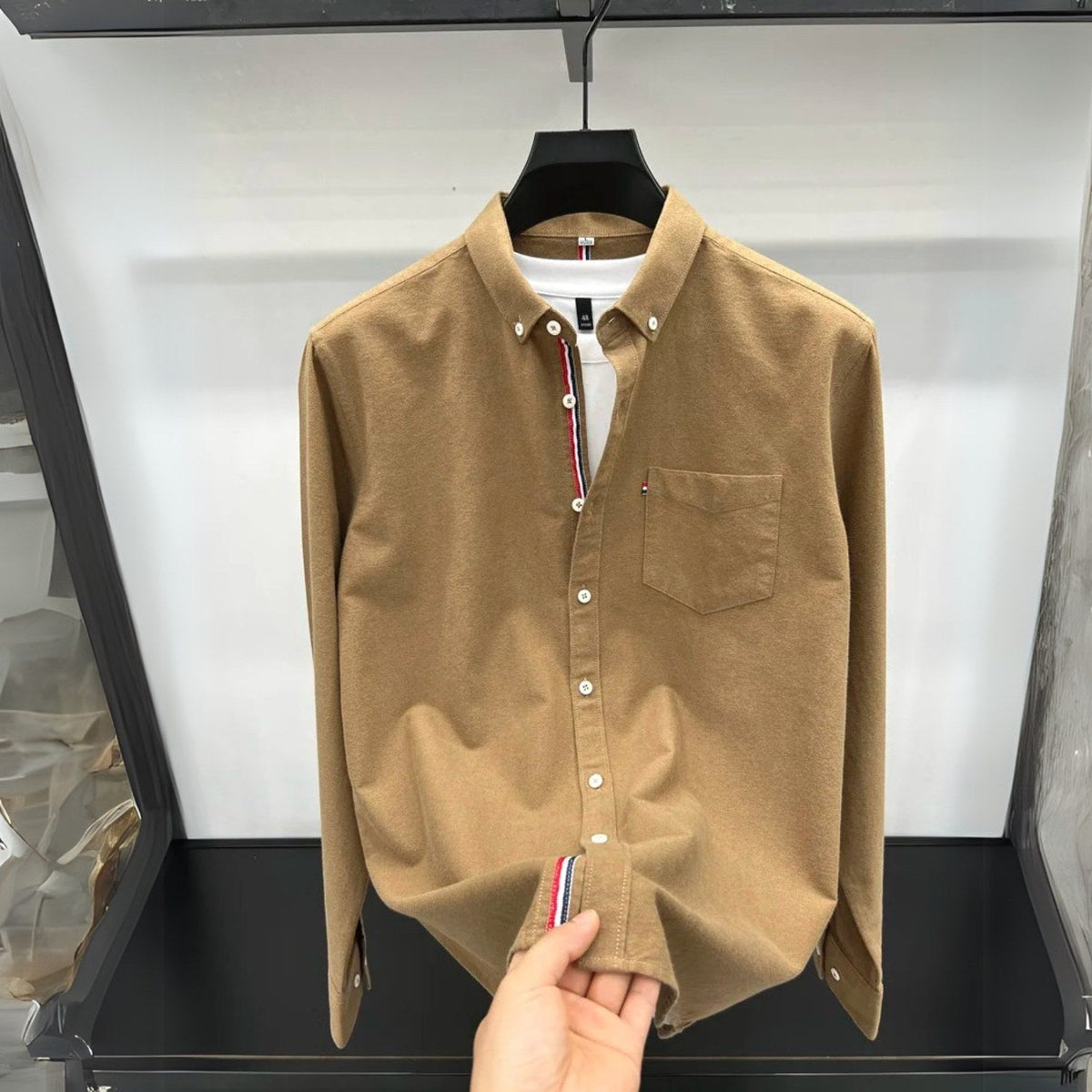 Andrzej | Męska koszula Oxford typu button-down z długim rękawem w stylu smart-casual | Rokishi