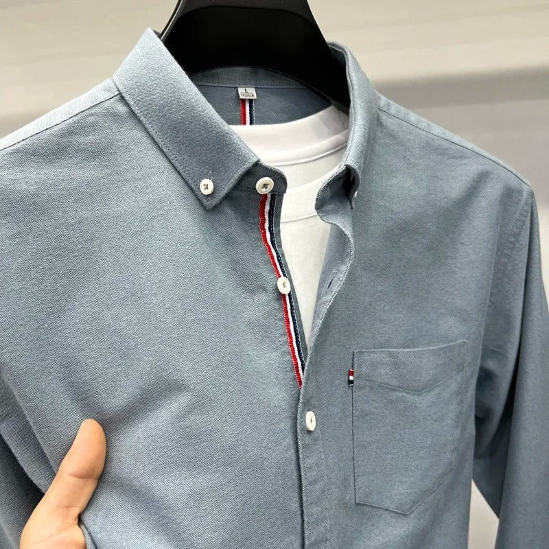 Andrzej | Męska koszula Oxford typu button-down z długim rękawem w stylu smart-casual | Rokishi