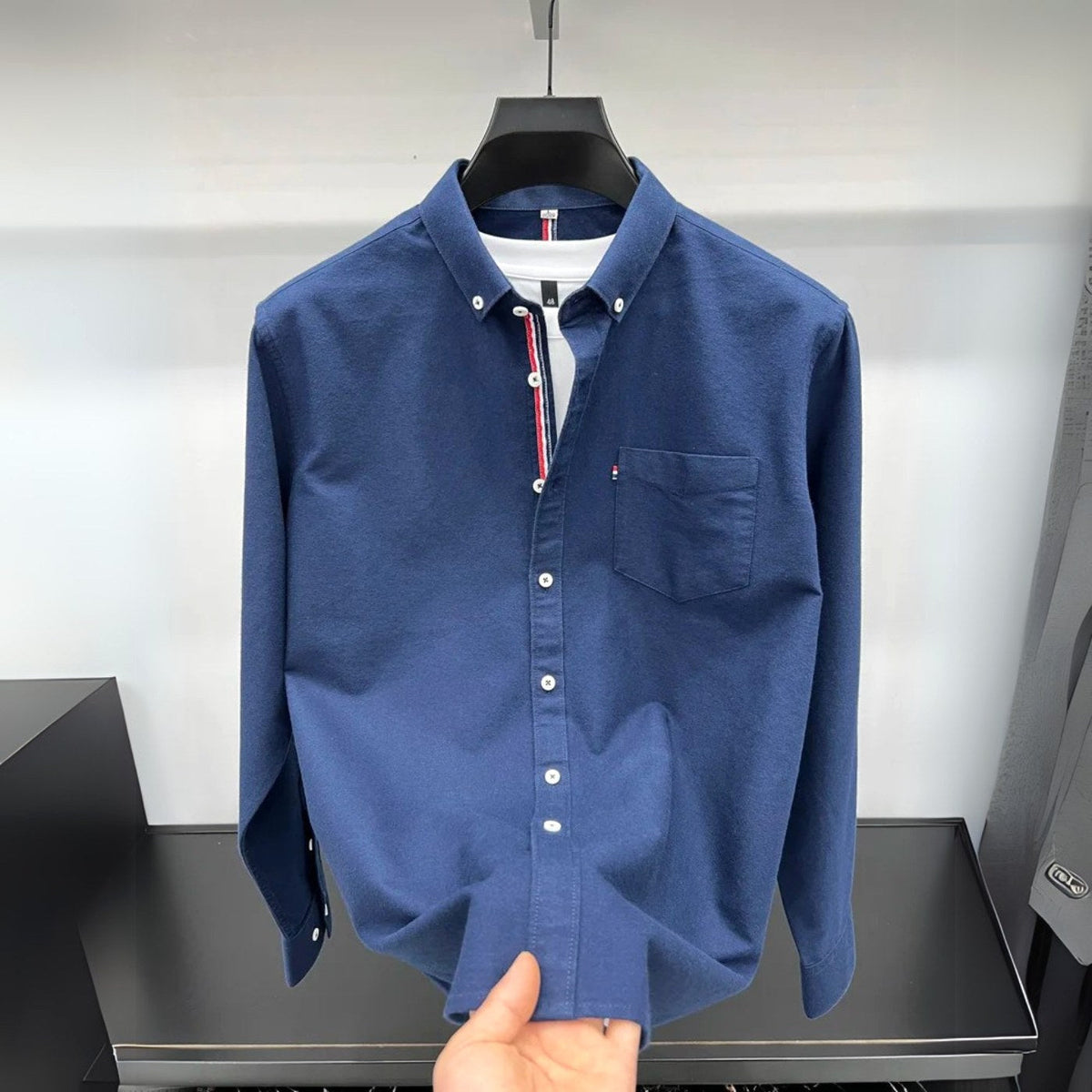 Andrzej | Męska koszula Oxford typu button-down z długim rękawem w stylu smart-casual | Rokishi