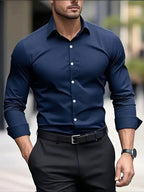 Teodor | Męska koszula biznesowa slim fit, klasyczna koszula z długim rękawem | Rokishi