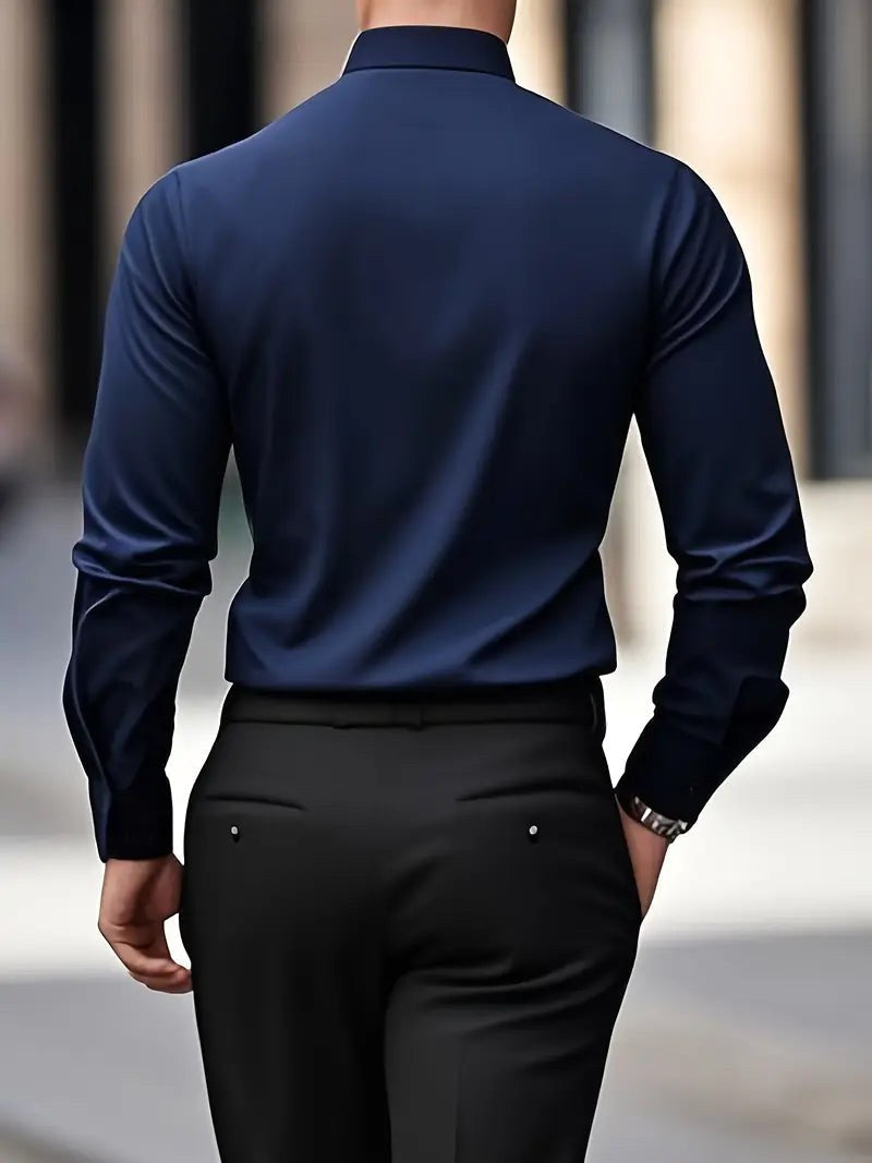Teodor | Męska koszula biznesowa slim fit, klasyczna koszula z długim rękawem | Rokishi