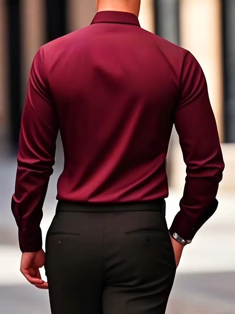 Teodor | Męska koszula biznesowa slim fit, klasyczna koszula z długim rękawem | Rokishi