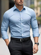 Teodor | Męska koszula biznesowa slim fit, klasyczna koszula z długim rękawem | Rokishi