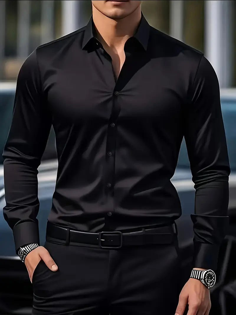 Teodor | Męska koszula biznesowa slim fit, klasyczna koszula z długim rękawem | Rokishi