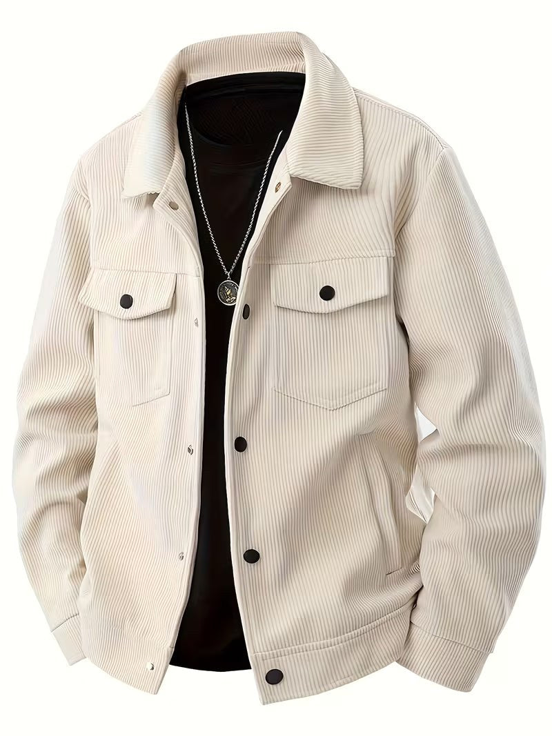 Waldemar | Męska kurtka sztruksowa z klasycznym kołnierzem, swobodna koszula wierzchnia (overshirt) | Rokishi