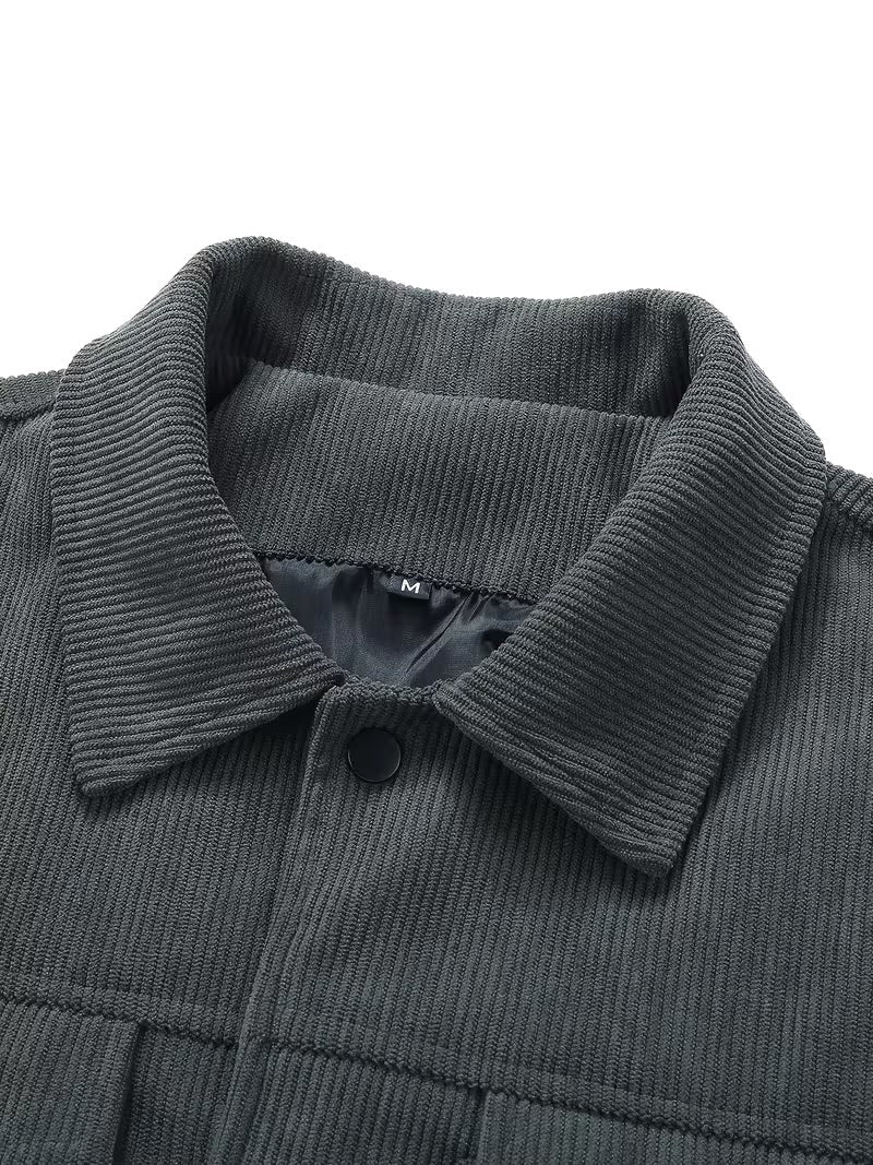 Waldemar | Męska kurtka sztruksowa z klasycznym kołnierzem, swobodna koszula wierzchnia (overshirt) | Rokishi