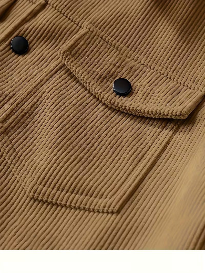 Waldemar | Męska kurtka sztruksowa z klasycznym kołnierzem, swobodna koszula wierzchnia (overshirt) | Rokishi