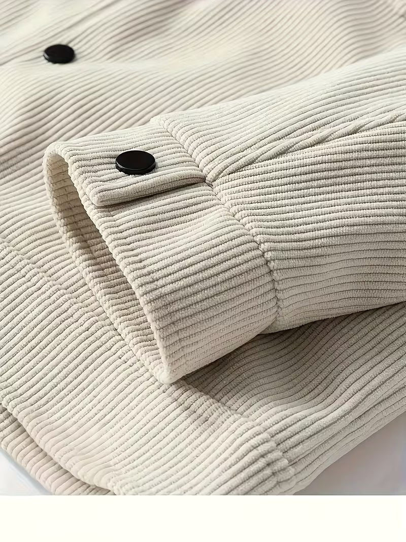Waldemar | Męska kurtka sztruksowa z klasycznym kołnierzem, swobodna koszula wierzchnia (overshirt) | Rokishi