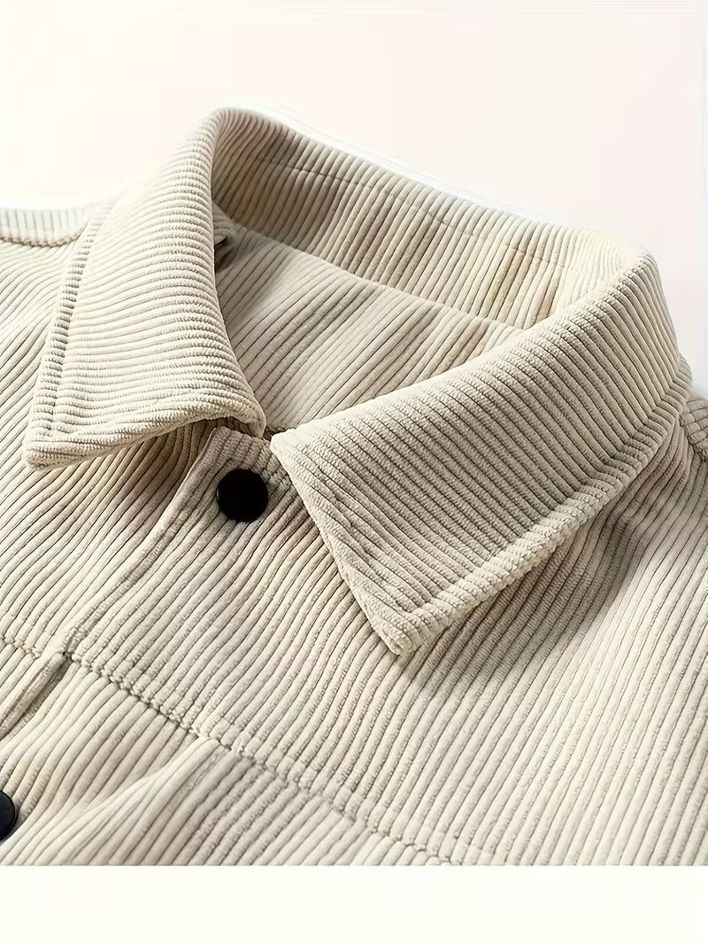 Waldemar | Męska kurtka sztruksowa z klasycznym kołnierzem, swobodna koszula wierzchnia (overshirt) | Rokishi